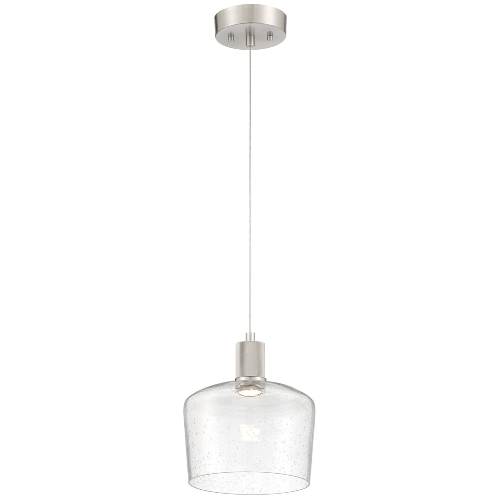 Access Lighting Port Nine Chardonnay LED Pendant, Brushed Steel / Seeded Glass / 9W