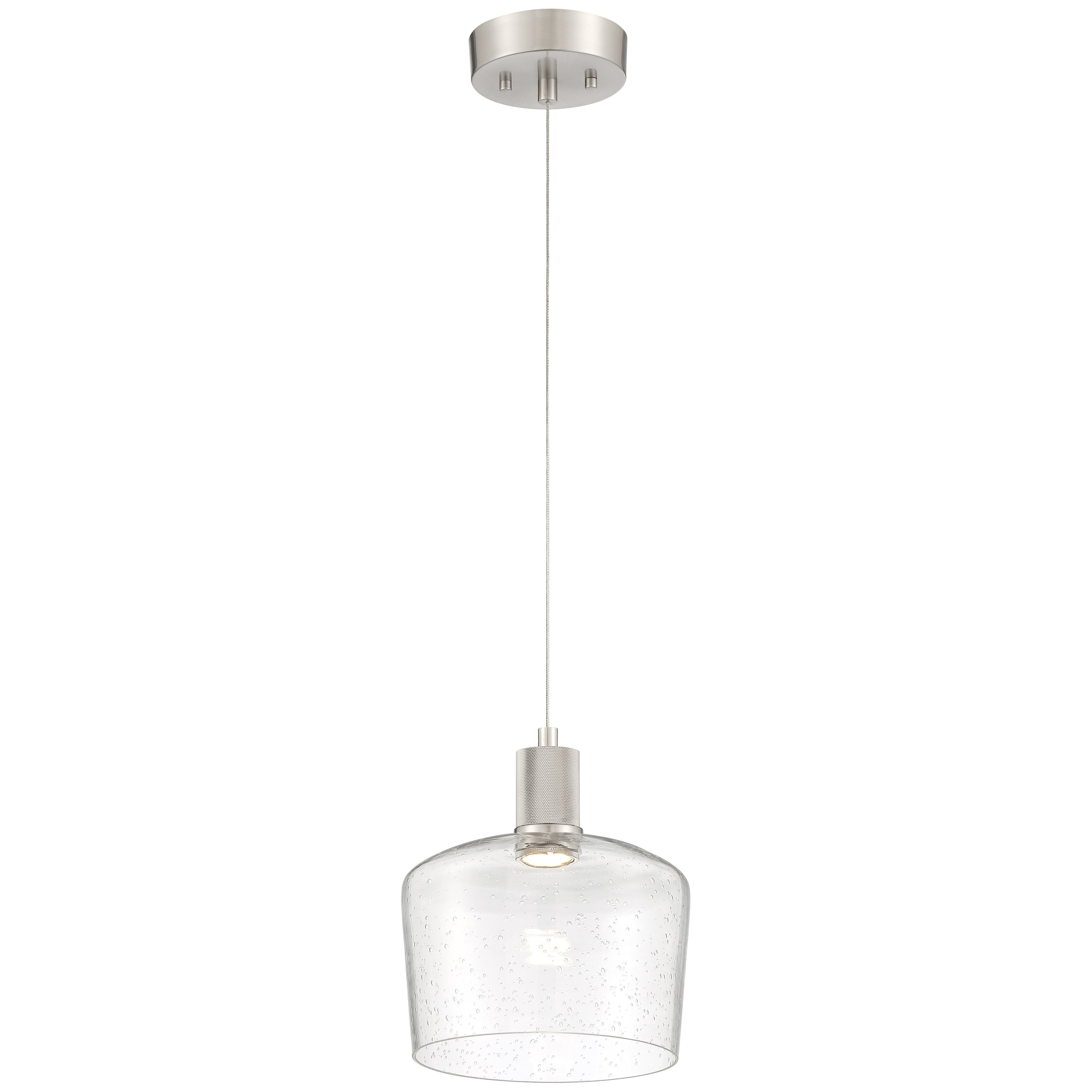 Port Nine Chardonnay LED Pendant, Brushed Steel / Seeded Glass / 9W