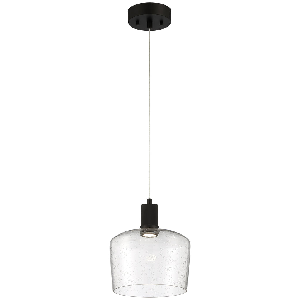 Access Lighting Port Nine Chardonnay LED Pendant, Matte Black / Seeded Glass / 9W