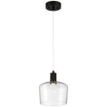 Port Nine Chardonnay LED Pendant, Matte Black / Seeded Glass / 9W