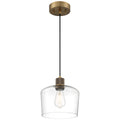 Port Nine Chardonnay LED Pendant, Antique Brushed Brass / Clear Glass / 7W