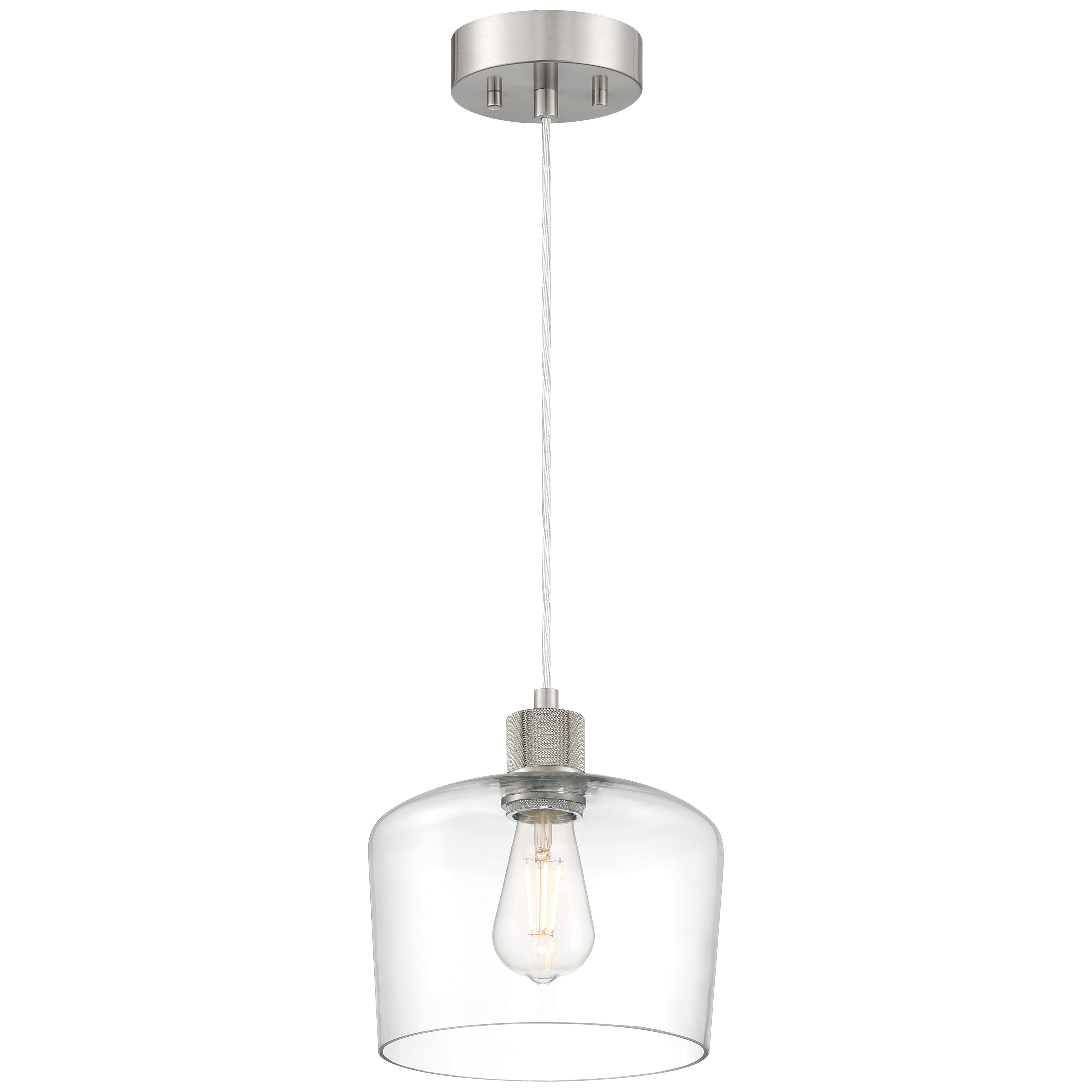 Port Nine Chardonnay LED Pendant, Brushed Steel / Clear Glass / 7W