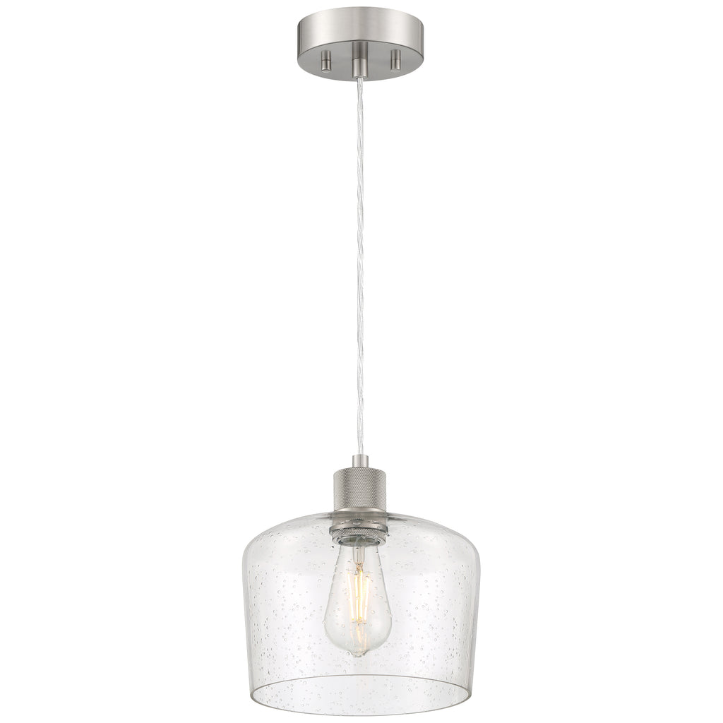 Access Lighting Port Nine Chardonnay LED Pendant, Brushed Steel / Seeded Glass / 7W
