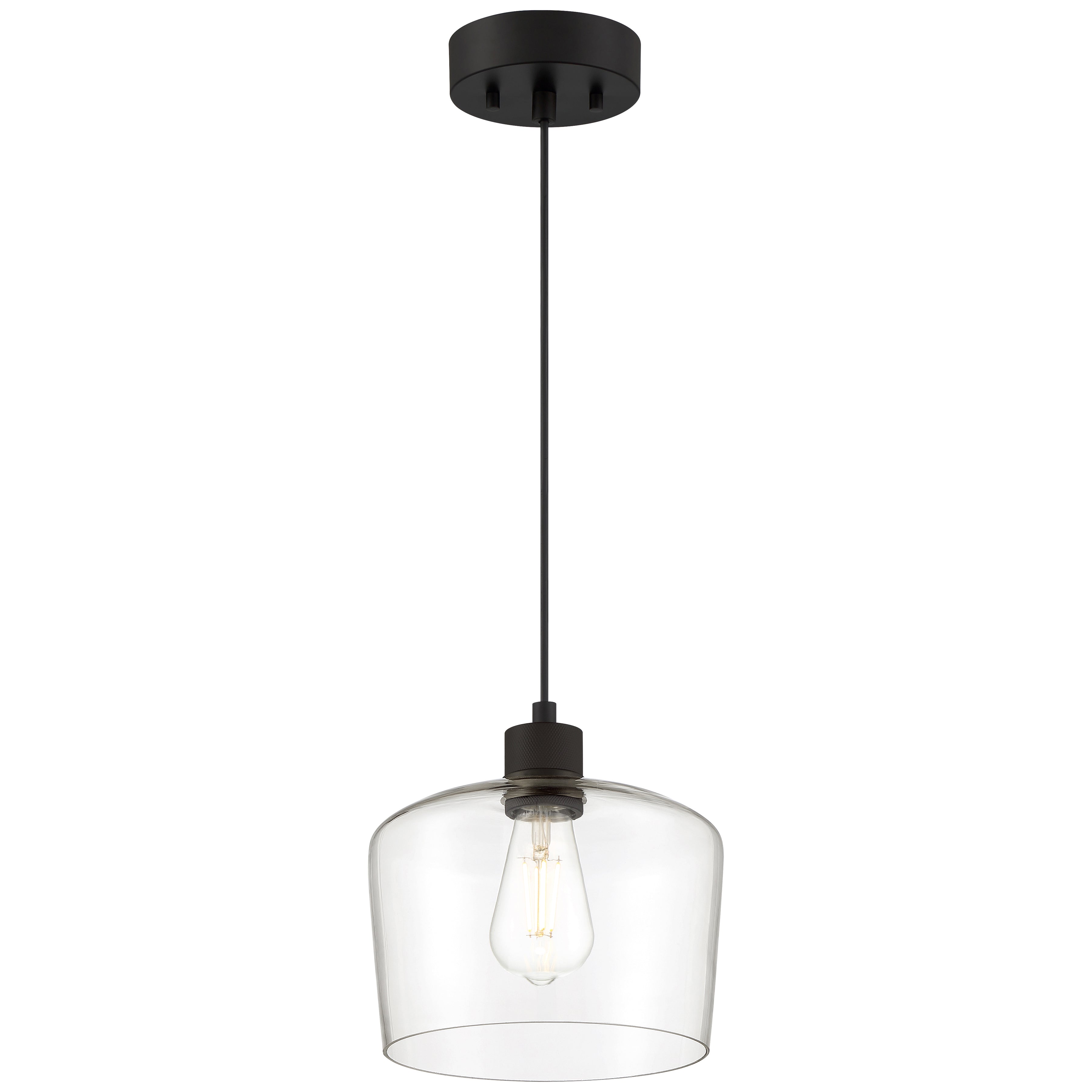 Port Nine Chardonnay LED Pendant, Matte Black / Clear Glass / 7W