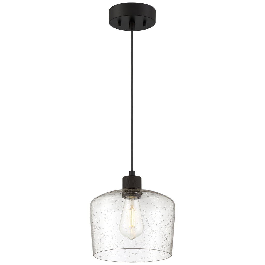 Access Lighting Port Nine Chardonnay LED Pendant, Matte Black / Seeded Glass / 7W