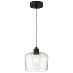 Access Lighting Port Nine Chardonnay LED Pendant, Matte Black / Seeded Glass / 7W