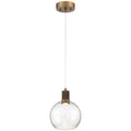 Port Nine Burgundy LED Pendant, Antique Brushed Brass / Seeded Glass / 9W
