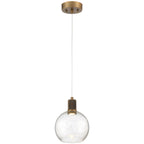 Access Lighting Port Nine Burgundy LED Pendant, Antique Brushed Brass / Seeded Glass / 9W