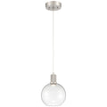 Port Nine Burgundy LED Pendant, Brushed Steel / Clear Glass / 9W