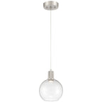 Access Lighting Port Nine Burgundy LED Pendant, Brushed Steel / Clear Glass / 9W