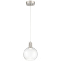 Port Nine Burgundy LED Pendant, Brushed Steel / Seeded Glass / 9W