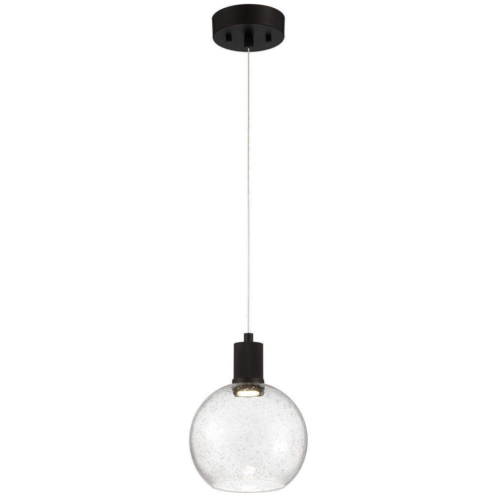 Access Lighting Port Nine Burgundy LED Pendant, Matte Black / Seeded Glass / 9W