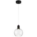 Port Nine Burgundy LED Pendant, Matte Black / Seeded Glass / 9W