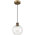 Port Nine Burgundy LED Pendant, Antique Brushed Brass / Clear Glass / 7W