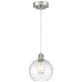 Port Nine Burgundy LED Pendant, Brushed Steel / Clear Glass / 7W