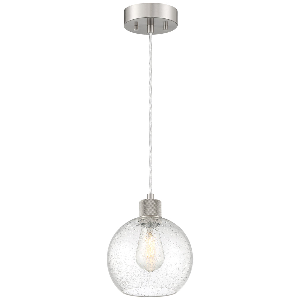 Access Lighting Port Nine Burgundy LED Pendant, Brushed Steel / Seeded Glass / 7W