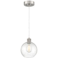Port Nine Burgundy LED Pendant, Brushed Steel / Seeded Glass / 7W