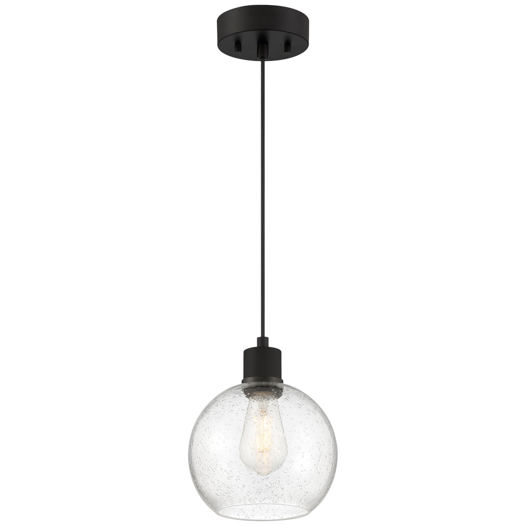 Access Lighting Port Nine Burgundy LED Pendant, Matte Black / Seeded Glass / 7W