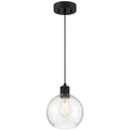 Port Nine Burgundy LED Pendant, Matte Black / Seeded Glass / 7W
