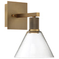 Port Nine Martini LED Wall Sconce, Antique Brushed Brass / Clear Glass / 9W