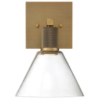 Port Nine Martini LED Wall Sconce, Antique Brushed Brass / Clear Glass / 9W