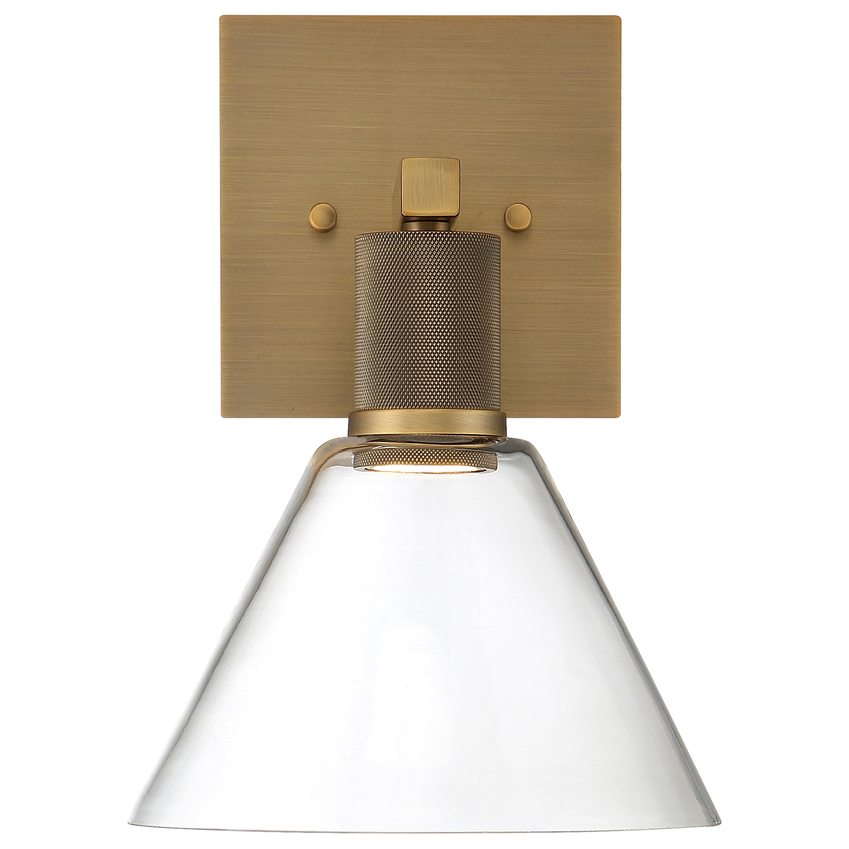Port Nine Martini LED Wall Sconce, Antique Brushed Brass / Clear Glass / 9W
