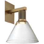 Port Nine Martini LED Wall Sconce, Antique Brushed Brass / Clear Glass / 9W