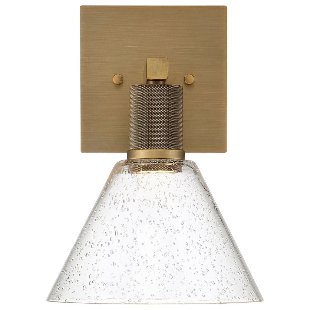 Port Nine Martini LED Wall Sconce, Antique Brushed Brass / Seeded Glass / 9W