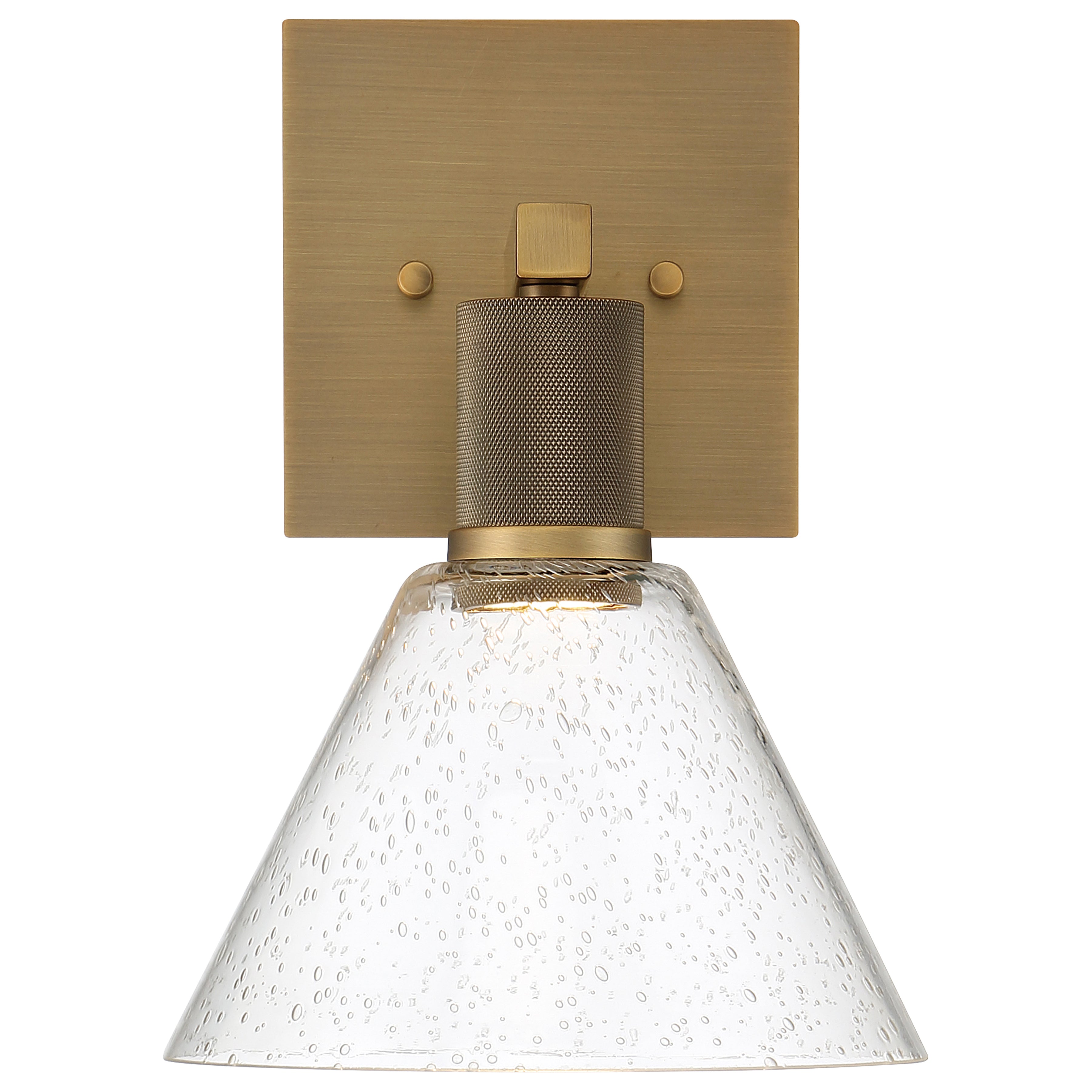 Port Nine Martini LED Wall Sconce, Antique Brushed Brass / Seeded Glass / 9W