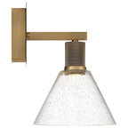 Port Nine Martini LED Wall Sconce, Antique Brushed Brass / Seeded Glass / 9W