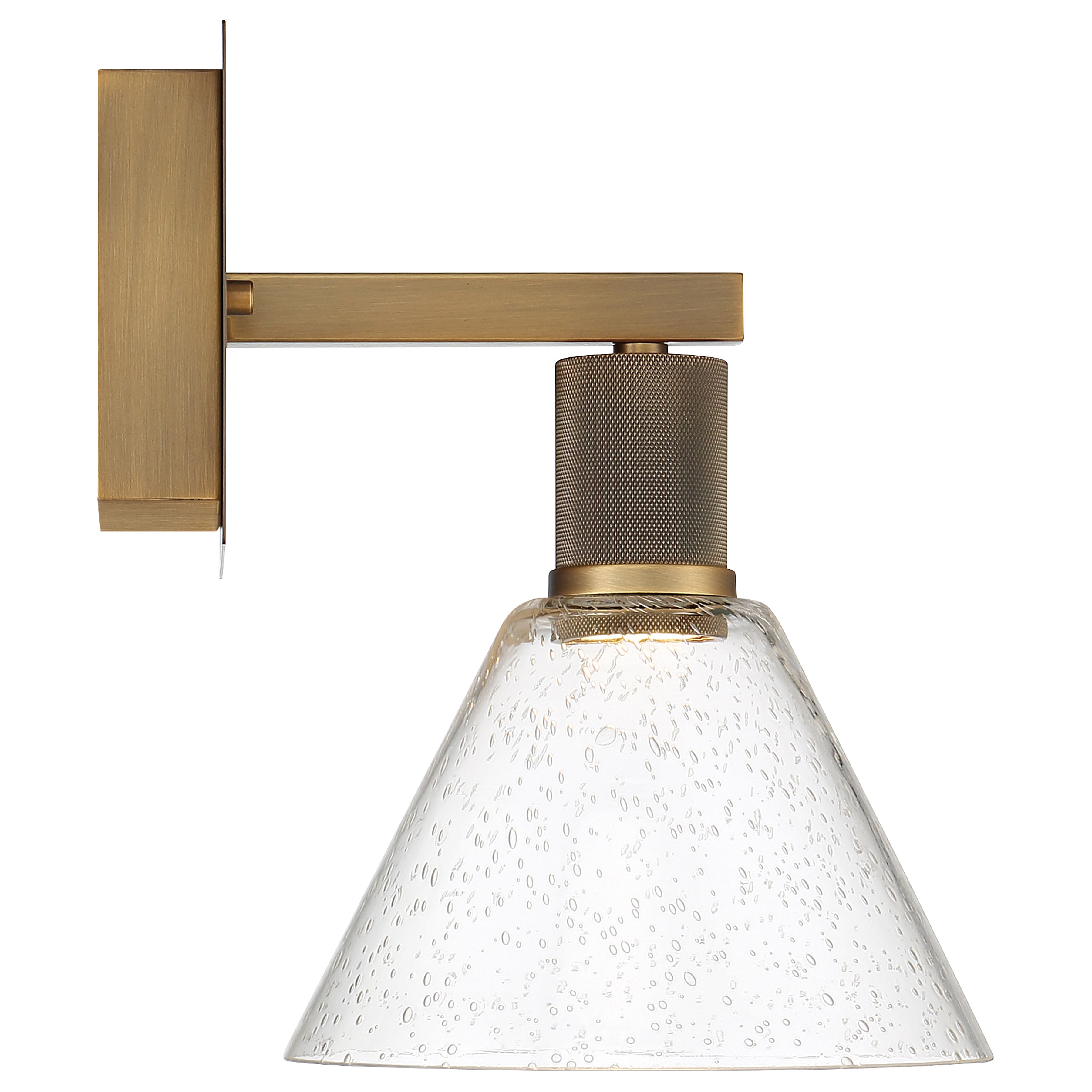 Port Nine Martini LED Wall Sconce, Antique Brushed Brass / Seeded Glass / 9W