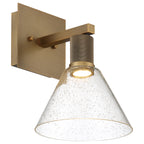 Port Nine Martini LED Wall Sconce, Antique Brushed Brass / Seeded Glass / 9W