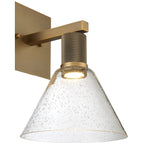 Port Nine Martini LED Wall Sconce, Antique Brushed Brass / Seeded Glass / 9W