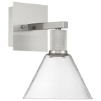 Port Nine Martini LED Wall Sconce, Brushed Steel / Clear Glass / 9W