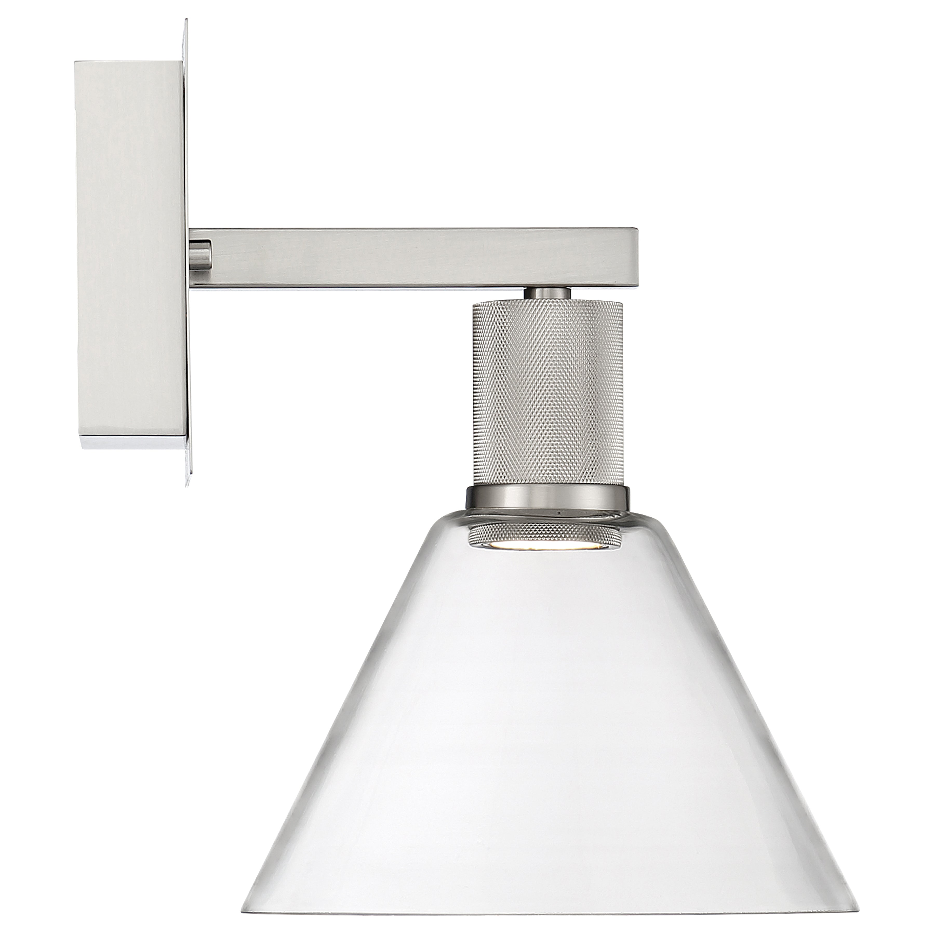 Port Nine Martini LED Wall Sconce, Brushed Steel / Clear Glass / 9W