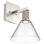 Port Nine Martini LED Wall Sconce, Brushed Steel / Clear Glass / 9W