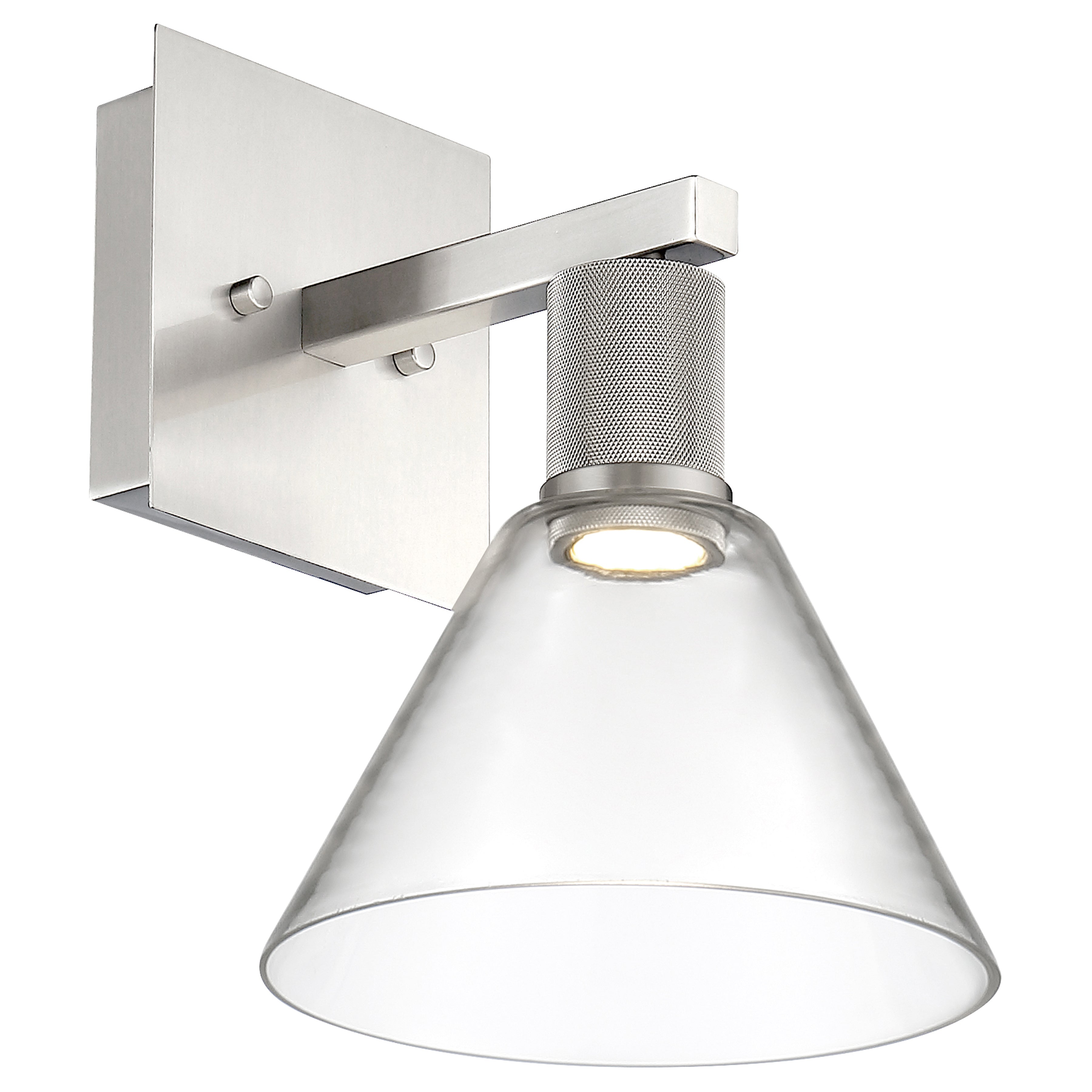 Port Nine Martini LED Wall Sconce, Brushed Steel / Clear Glass / 9W