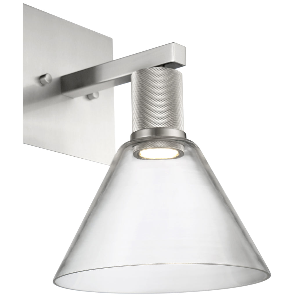 Port Nine Martini LED Wall Sconce, Brushed Steel / Clear Glass / 9W