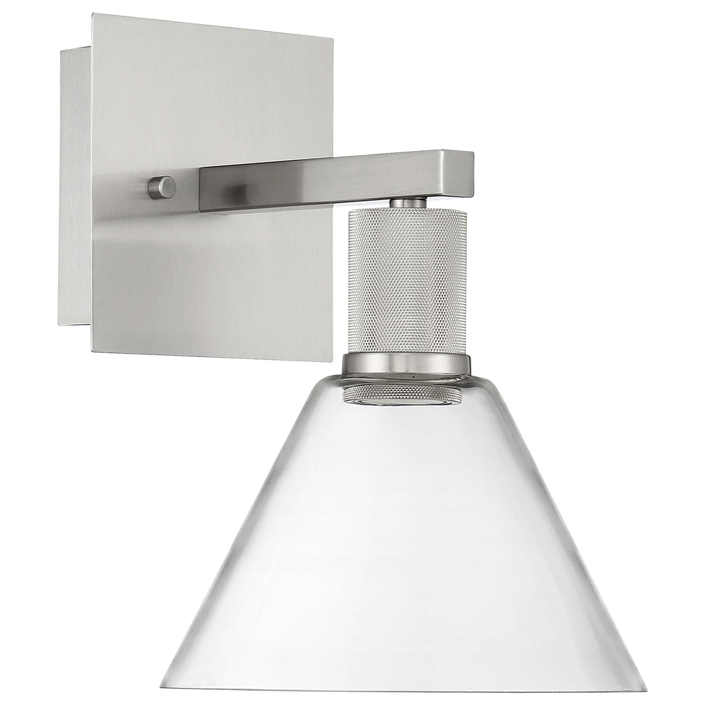 Port Nine Martini LED Wall Sconce, Brushed Steel / Clear Glass / 9W