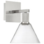 Port Nine Martini LED Wall Sconce, Brushed Steel / Clear Glass / 9W