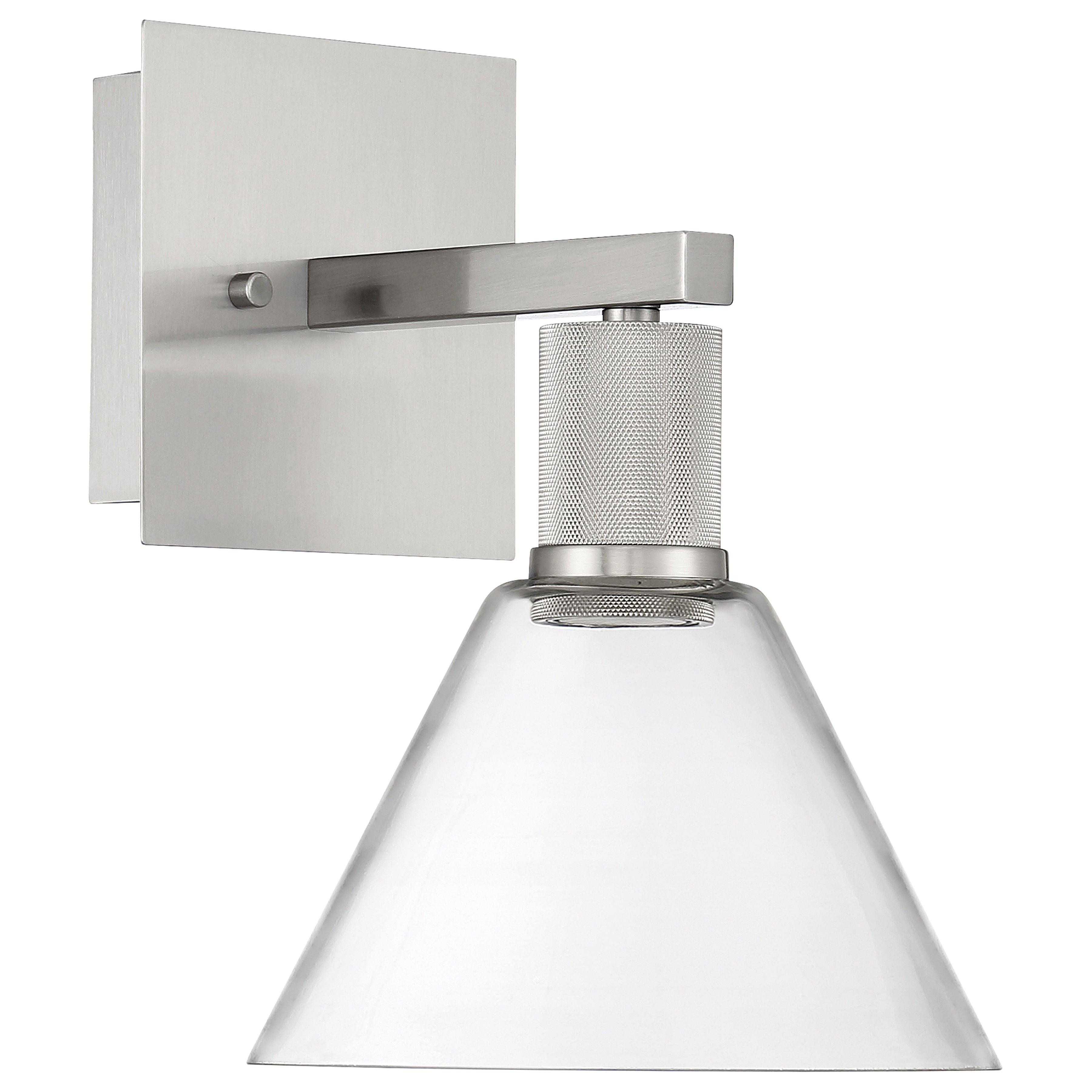 Port Nine Martini LED Wall Sconce, Brushed Steel / Clear Glass / 9W