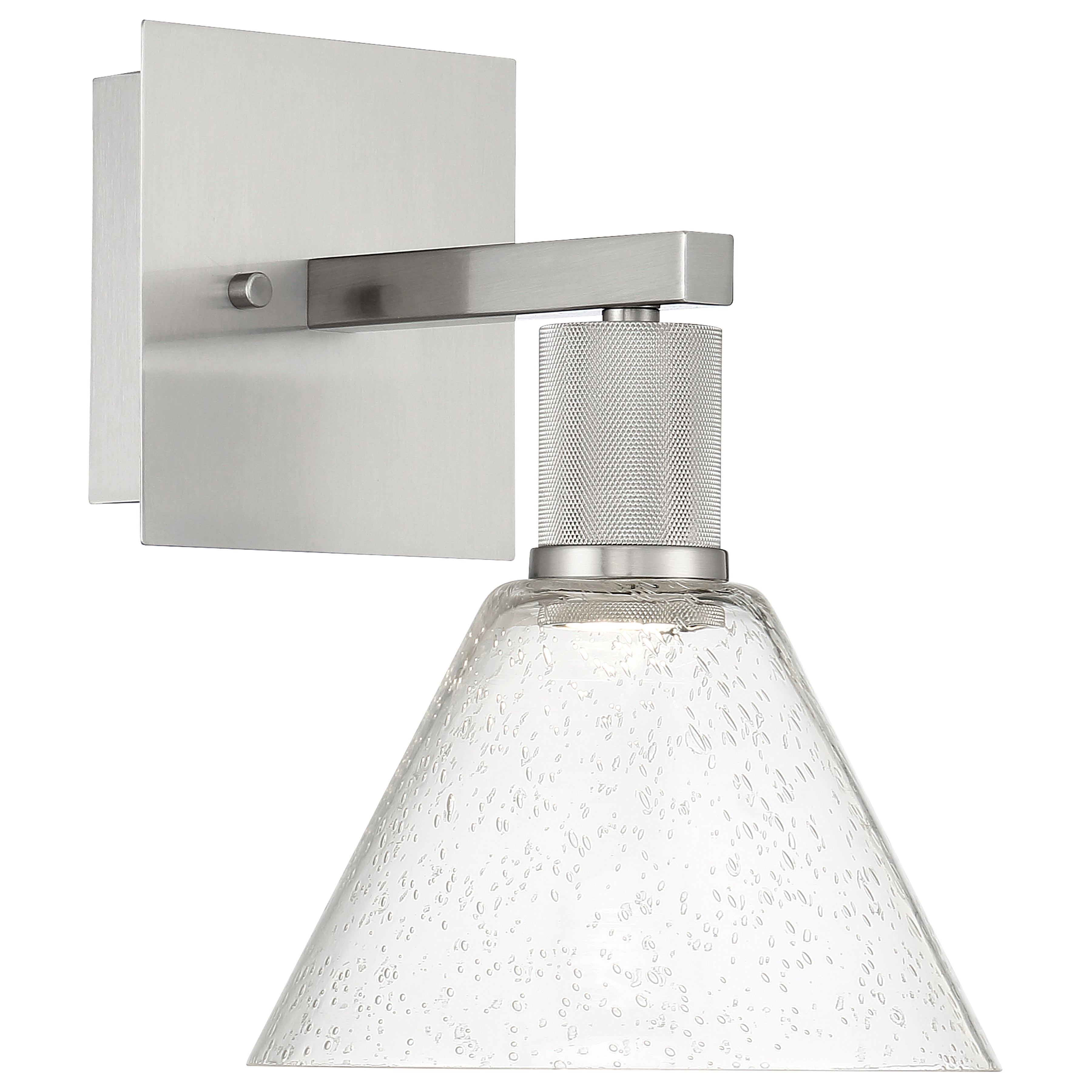 Port Nine Martini LED Wall Sconce, Brushed Steel / Seeded Glass / 9W