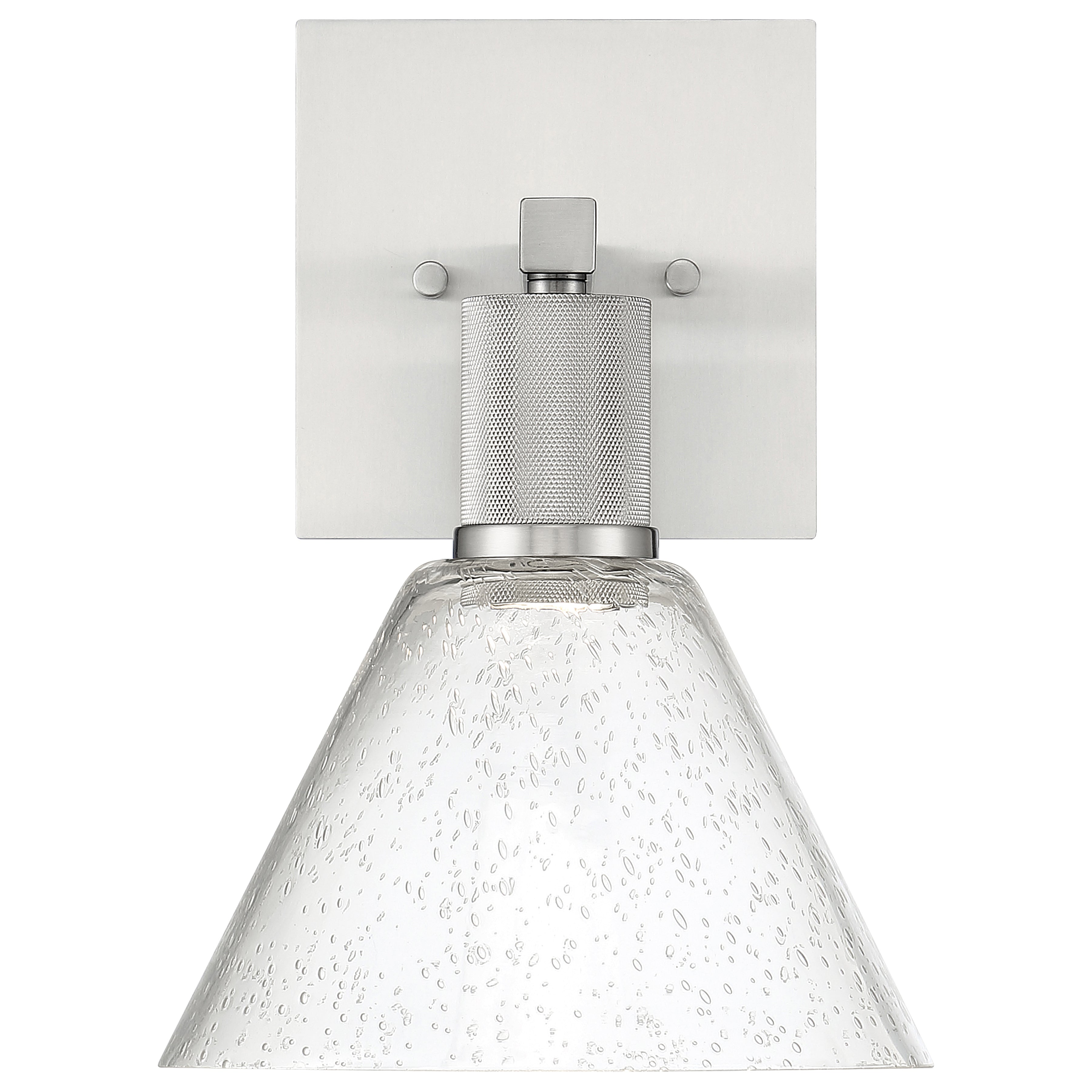 Port Nine Martini LED Wall Sconce, Brushed Steel / Seeded Glass / 9W