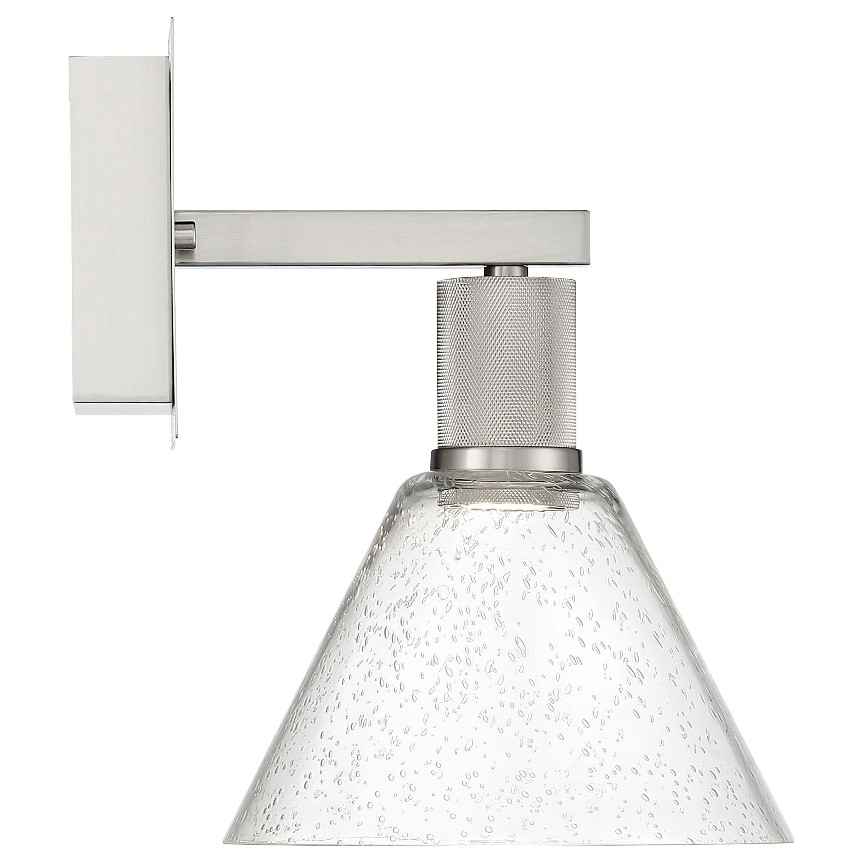 Port Nine Martini LED Wall Sconce, Brushed Steel / Seeded Glass / 9W