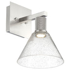 Port Nine Martini LED Wall Sconce, Brushed Steel / Seeded Glass / 9W