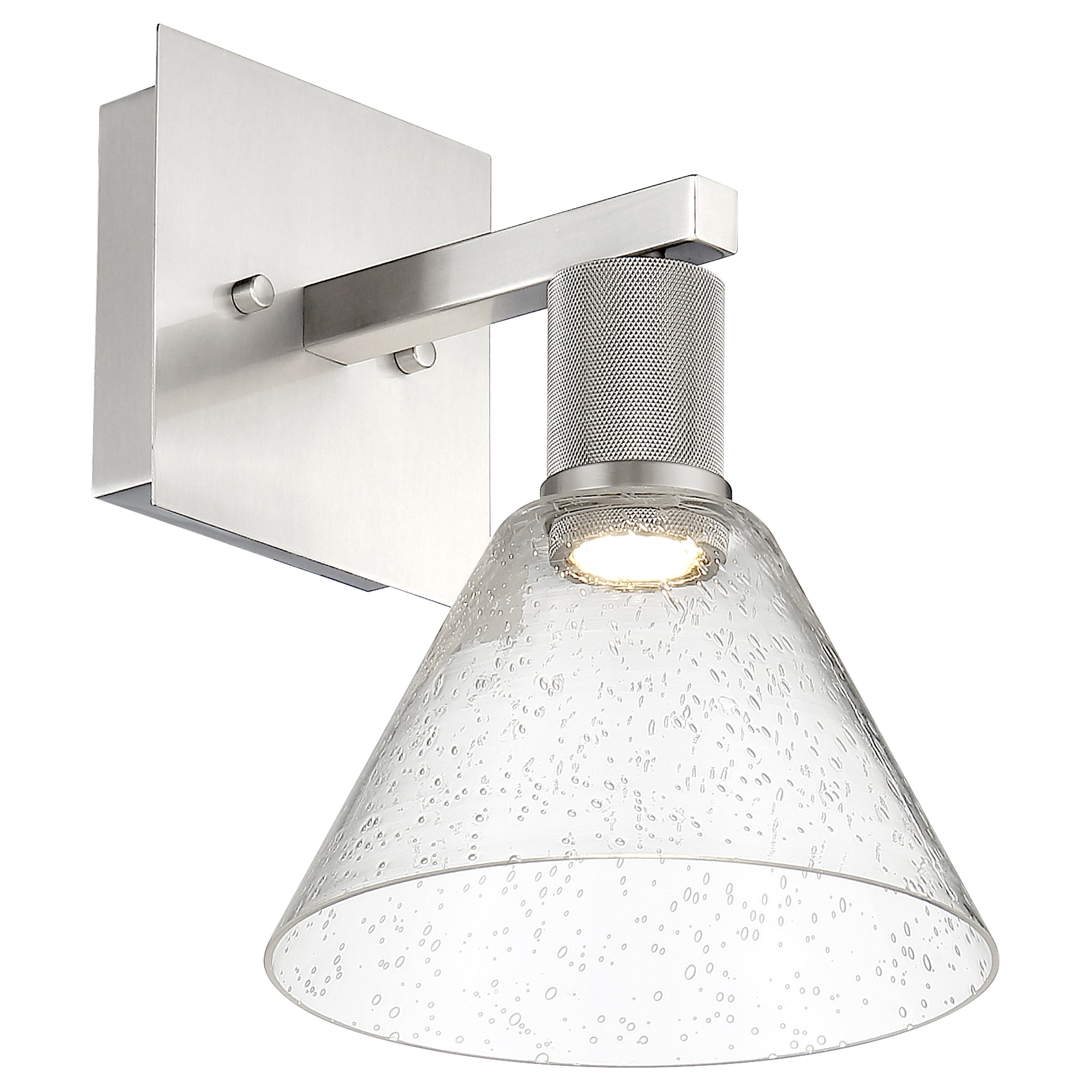 Port Nine Martini LED Wall Sconce, Brushed Steel / Seeded Glass / 9W