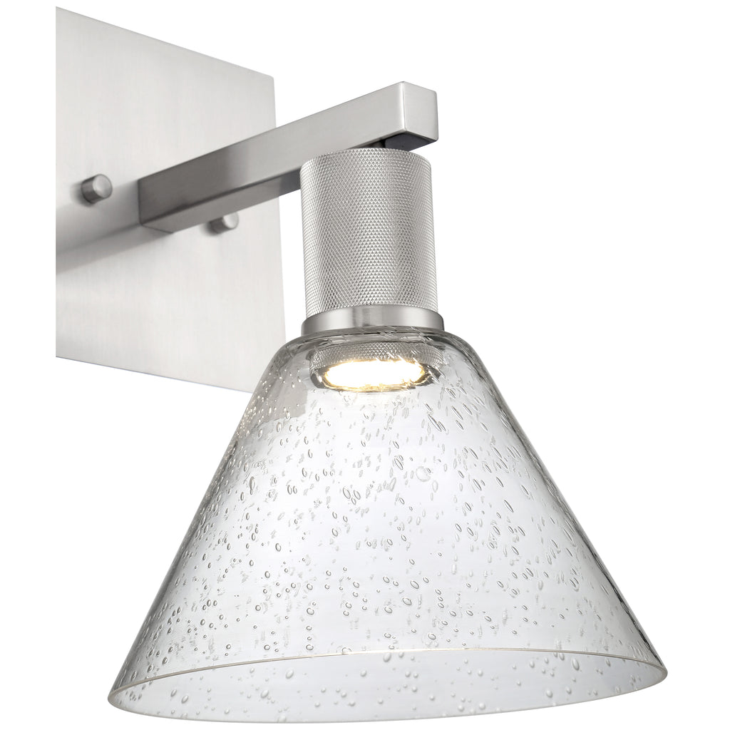 Port Nine Martini LED Wall Sconce, Brushed Steel / Seeded Glass / 9W