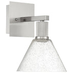 Port Nine Martini LED Wall Sconce, Brushed Steel / Seeded Glass / 9W