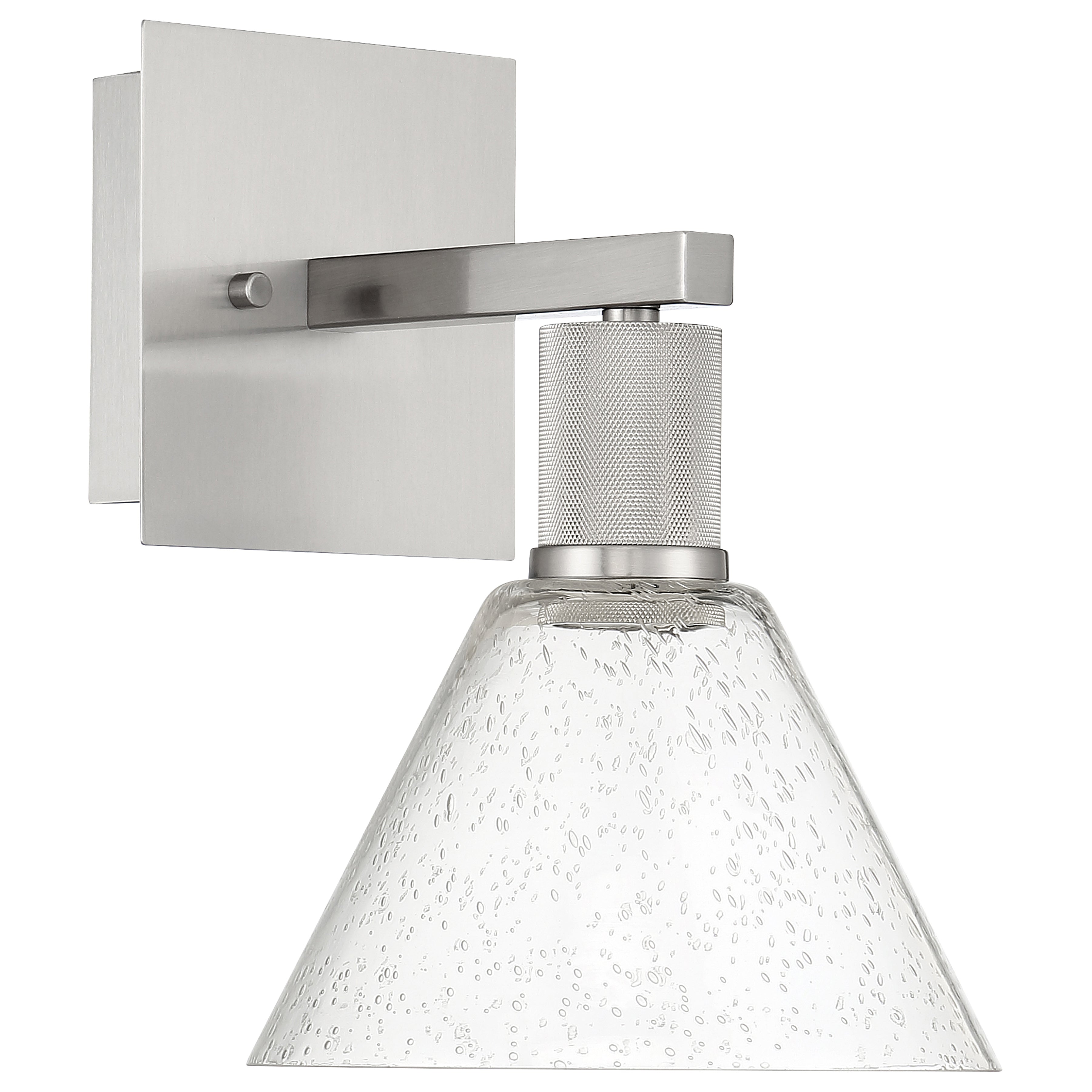 Port Nine Martini LED Wall Sconce, Brushed Steel / Seeded Glass / 9W