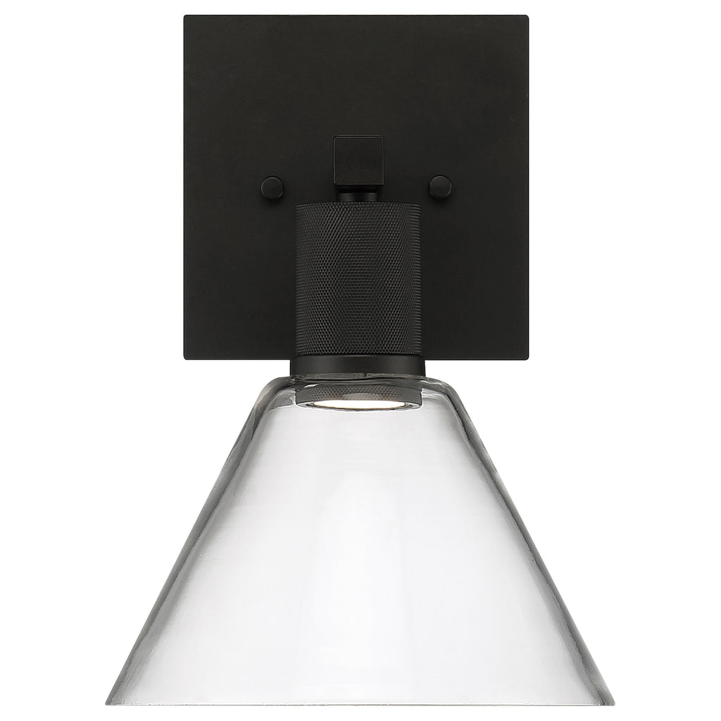 Port Nine Martini LED Wall Sconce, Matte Black / Clear Glass / 9W